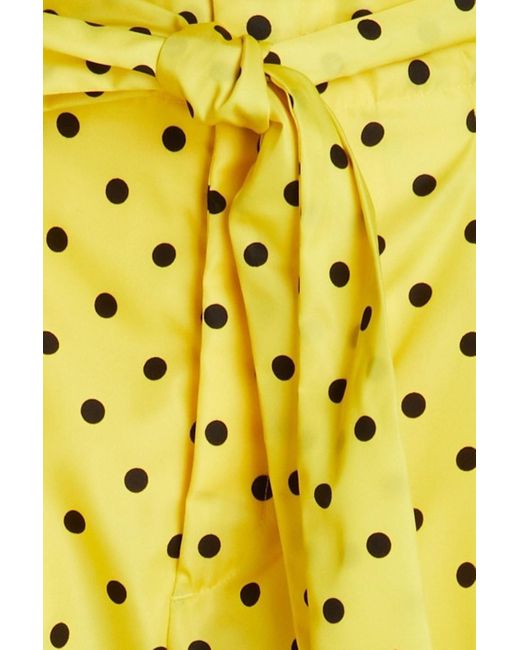 RED Valentino Yellow Pleated Polka-dot Twill Shorts