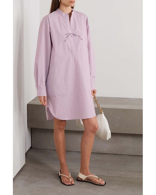Totême Pink Striped Cotton-blend Mini Dress