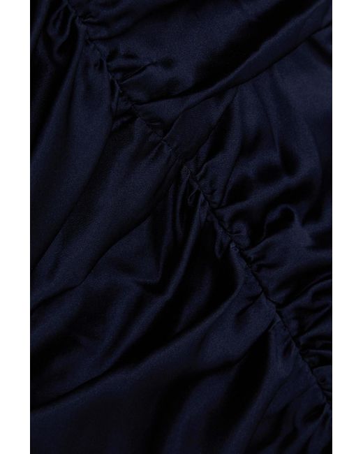 Veronica Beard Blue Kupa Strapless Stretch-silk Satin Midi Dress