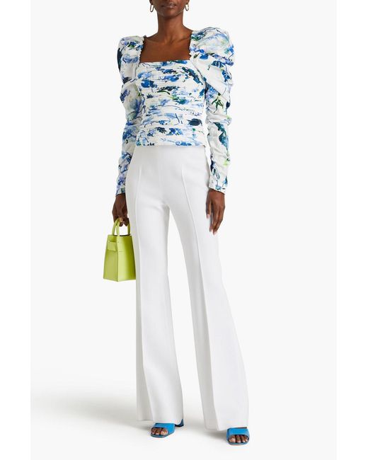 Aje. Blue Marlene oberteil aus baumwolle mit floralem print und falten