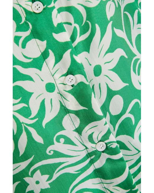 Maje Green Hemd aus glänzendem twill aus einer cupromischung mit floralem print