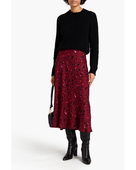 Ba&sh Tomy Printed Satin-jacquard Midi Skirt in Red | Lyst UK