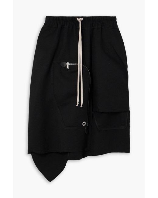 Rick Owens Black Dracca Asymmetric Cotton-Blend Twill Skirt