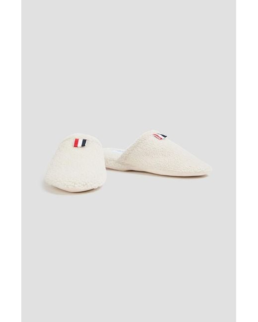 Thom Browne White Shearling Slipppers