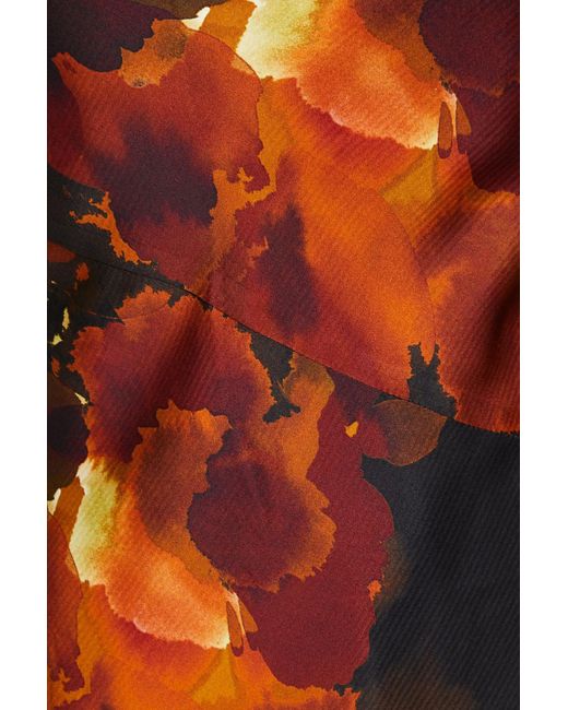 Nicholas White Draped Printed Silk-blend Satin Gown
