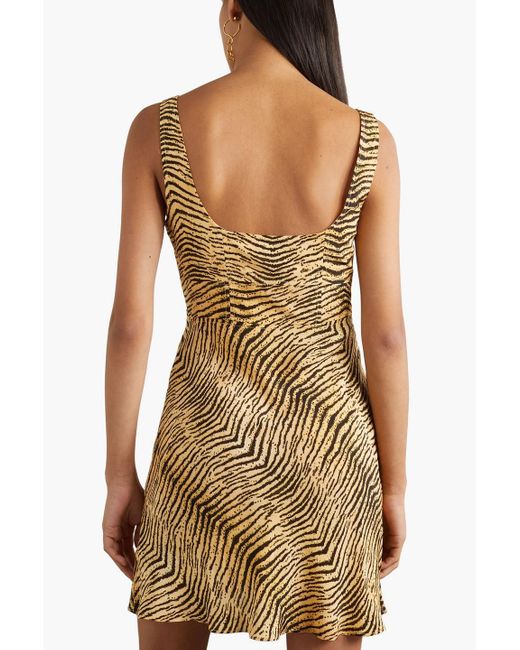 Rixo Natural Ronan minikleid aus crêpe de chine aus seide mit tigerprint
