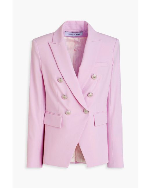 Veronica Beard Pink Miller Double-Breasted Crepe Blazer