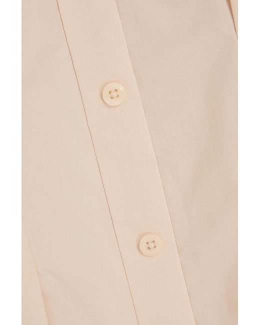 Jonathan Simkhai Natural Pleated Cotton-Blend Poplin Mini Dress