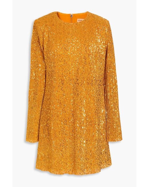 Stine Goya Orange Odis Sequined Knitted Mini Dress