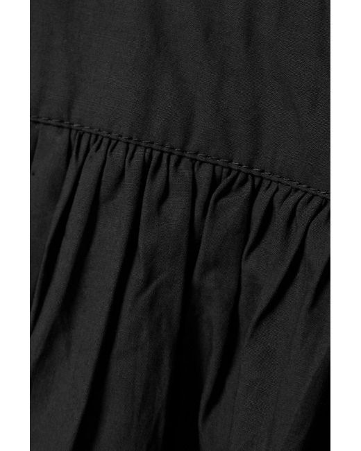 Sea Black Steph Gathered Cutout Cotton-poplin Midi Dress