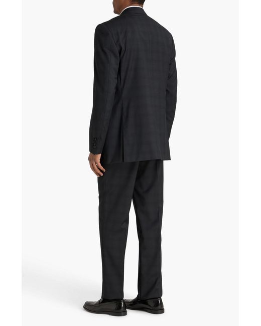 Canali Black Checked Wool Suit for men