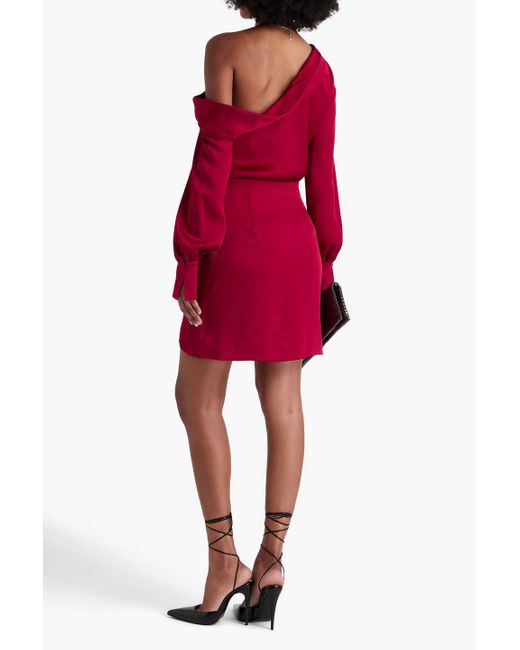 Jonathan Simkhai Red Cameron One-Shoulder Satin-Crepe Mini Dress
