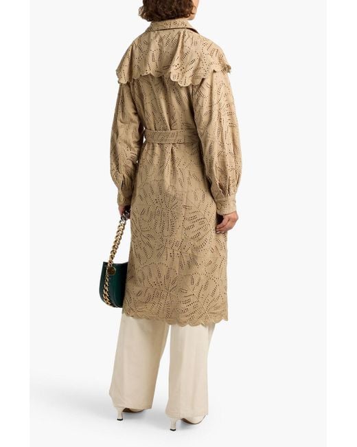 Farm Rio Natural Trenchcoat aus baumwolle mit lochstickerei