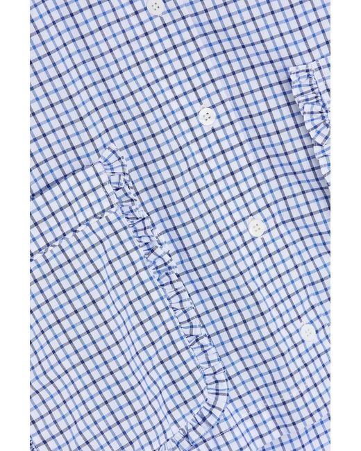 Claudie Pierlot Blue Cropped Checked Cotton Shirt