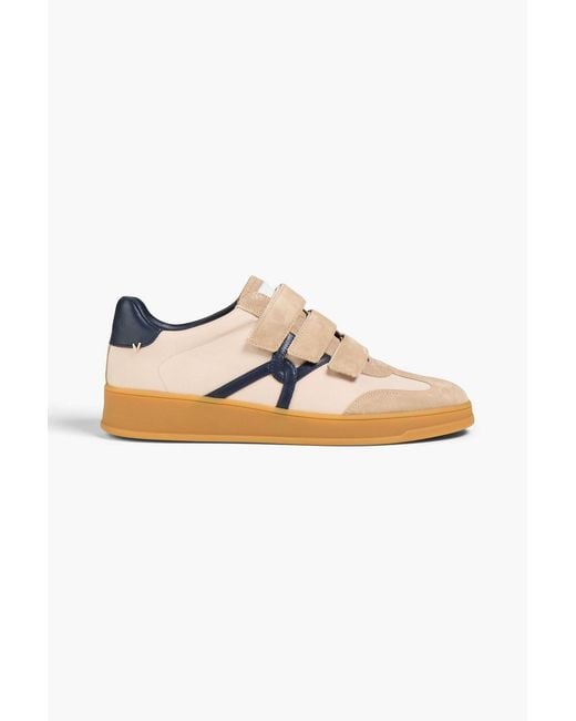 Veronica Beard Natural Reagan Twill And Suede Sneakers