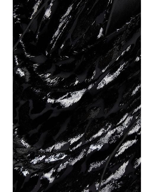 Jonathan Simkhai Black Luella Wrap-effect Metallic Fil Coupé Lurex And Silk-blend Blouse