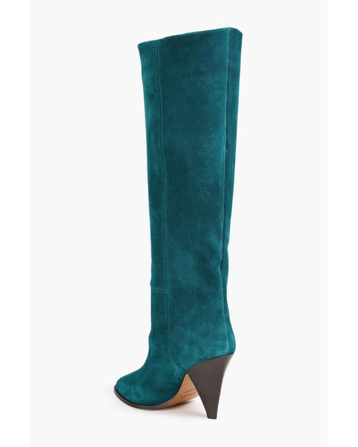 Isabel Marant Green Ririo Suede Knee Boots
