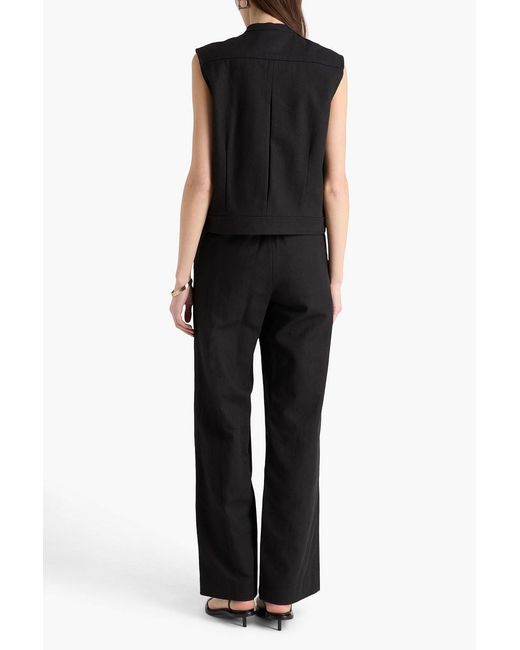 Loulou de Saison Black Zora Slub Cotton-blend Twill Straight-leg Pants