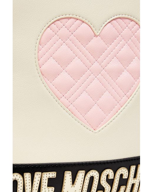 Love Moschino Natural Quilted Color-block Faux Leather Backpack