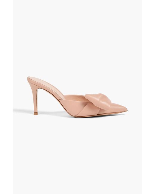 Gianvito Rossi Pink Safira Embellished Leather Mules