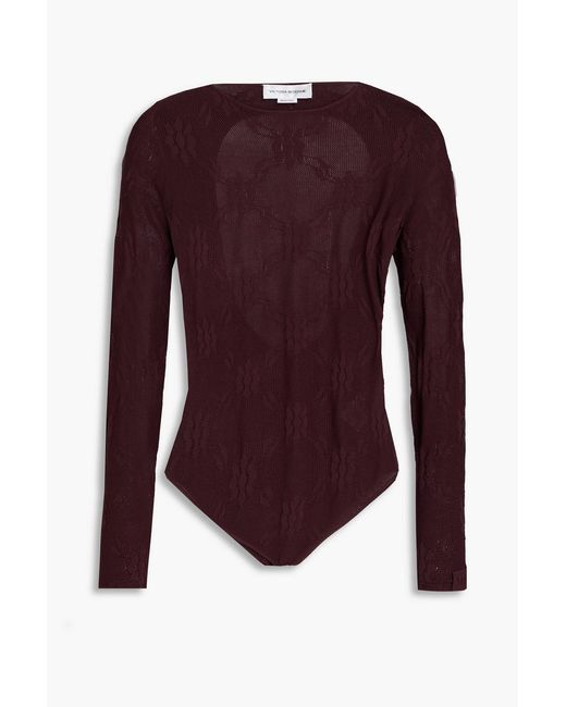 Victoria Beckham Purple Open-Back Crochet-Knit Bodysuit