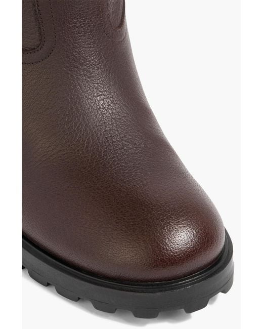 Bally Brown Padma Pebbled-Leather And Shearling Knee Boots