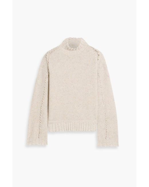 Autumn Cashmere White Donegal Cashmere Turtleneck Sweater