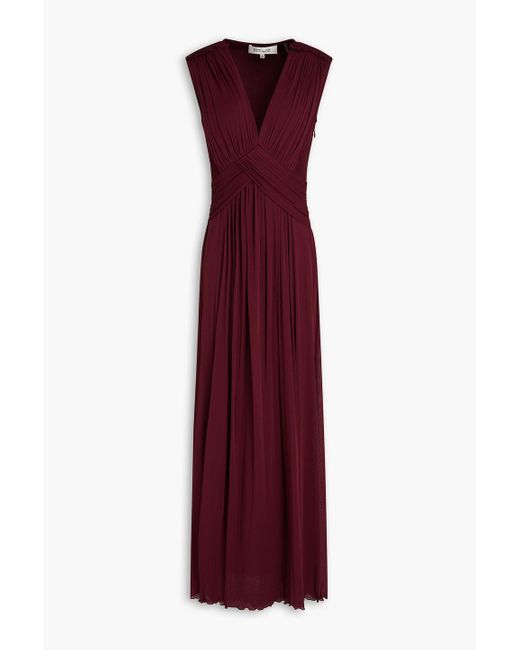 Diane von Furstenberg Purple Marika Ruched Stretch-mesh Maxi Dress