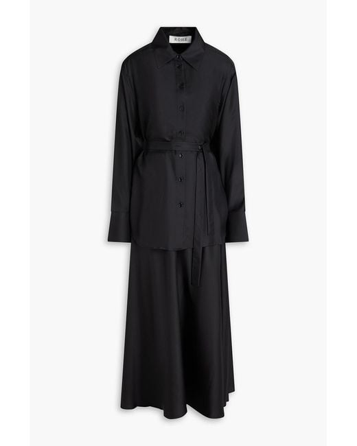 Rohe Black Silk-twill Midi Shirt Dress