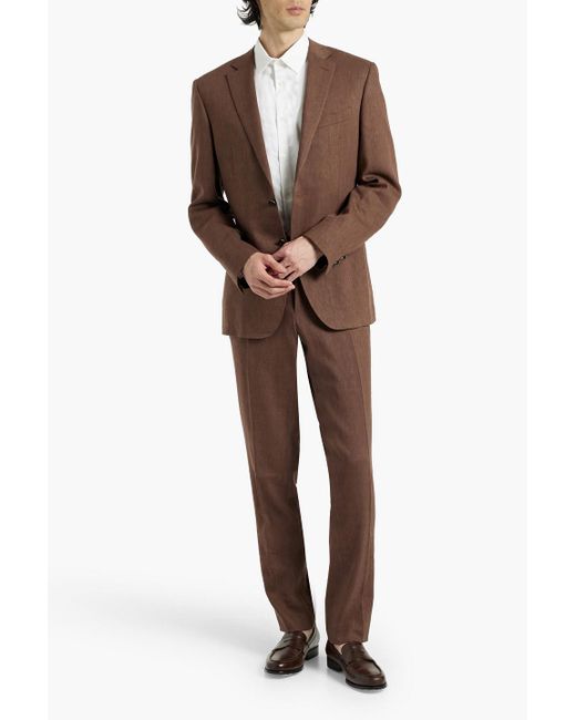Canali Brown Linen And Wool-blend Suit for men