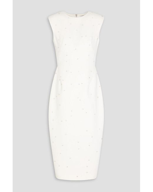 Rachel Gilbert White Crystal-embellished Crepe Midi Dress