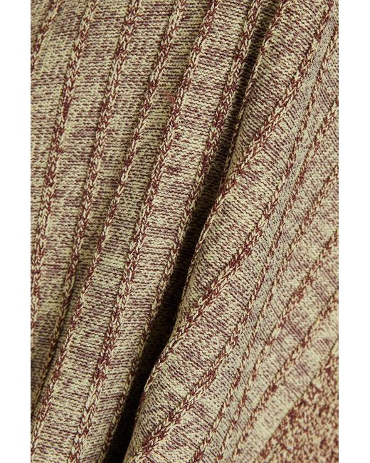 Ganni Natural Marled Ribbed-knit Midi Dress