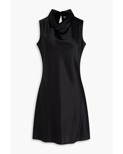 Veronica Beard Black Maelle Draped Silk-blend Satin Mini Dress