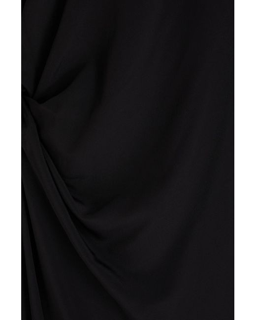 Rick Owens Black Maxikleid aus cupro und crêpe de chine mit twist-detail und asymmetrischer schulterpartie