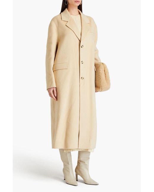 Nanushka Natural Wool And Silk-blend Felt Coat