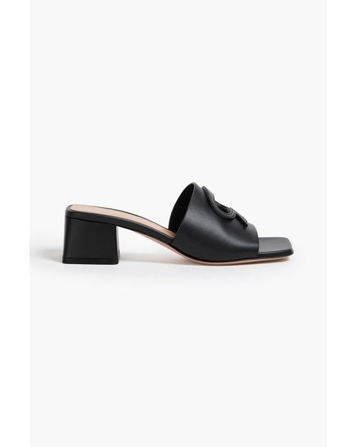 Gianvito Rossi Black Ribbon Leather Mules