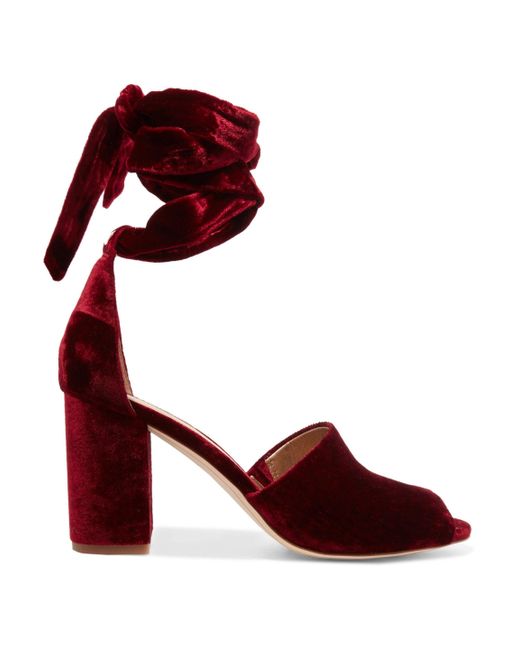 Sam Edelman Red Woman Lace-up Velvet Sandals Merlot