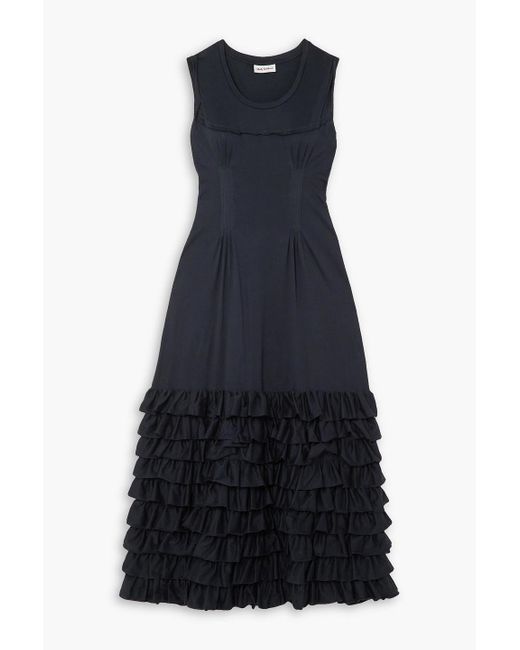 Molly Goddard Blue Pamina Ruffled Jersey-trimmed Cotton Maxi Dress