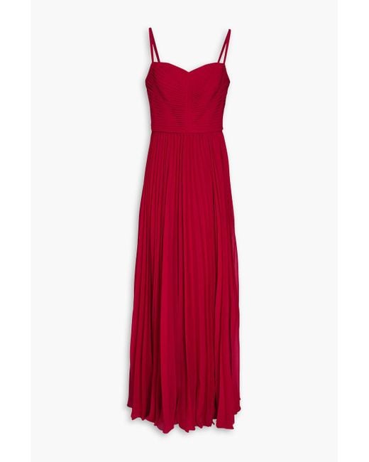 Zac Posen Red Pleated Chiffon Gown