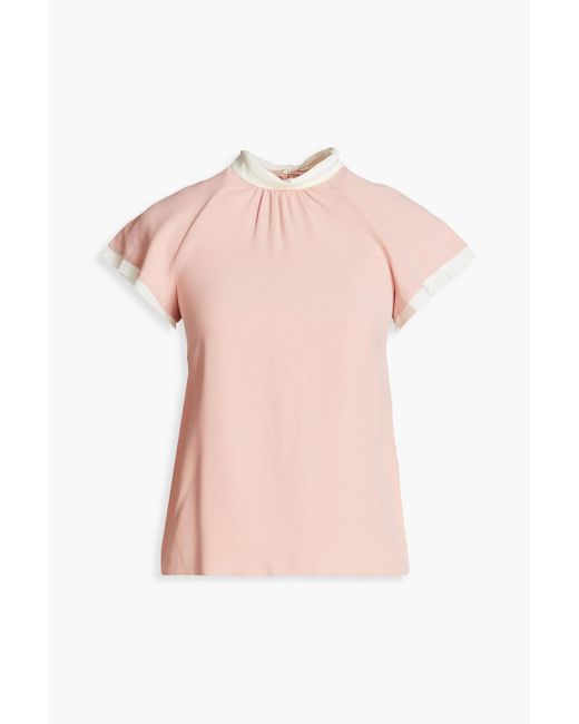 RED Valentino Pink Gathered Satin-crepe Top