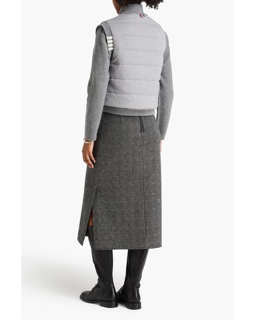 Thom Browne Gray Reversible Striped Quilted Wool Jacket