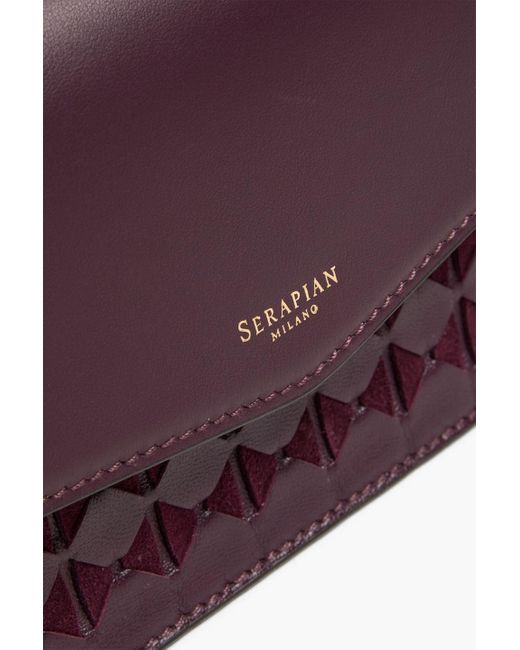 Serapian Purple Clutch aus geflochtenem leder und veloursleder