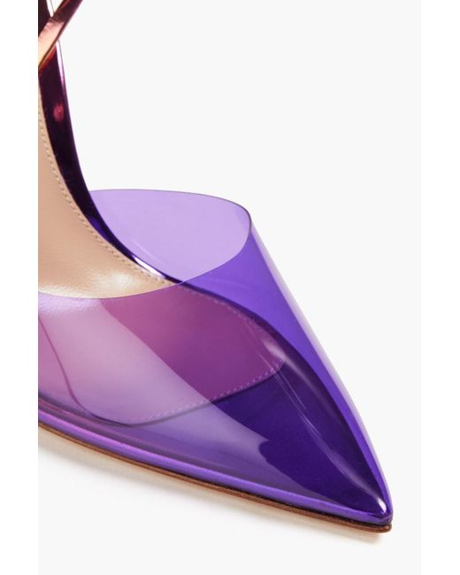 Gianvito Rossi Purple D'orsay Mirrored-leather And Pvc Slingback Pumps
