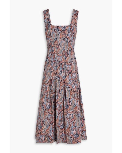 Veronica Beard Purple Jolie Paisley-print Cotton-poplin Midi Dress