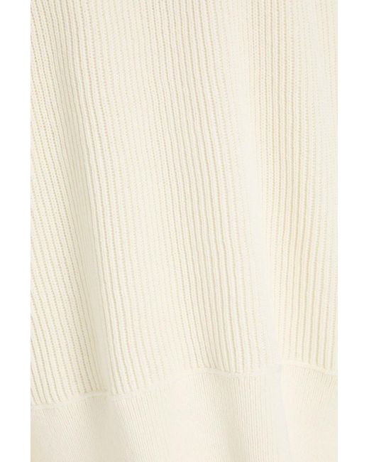 Totême  Natural Ribbed Cotton-blend Turtleneck Sweater