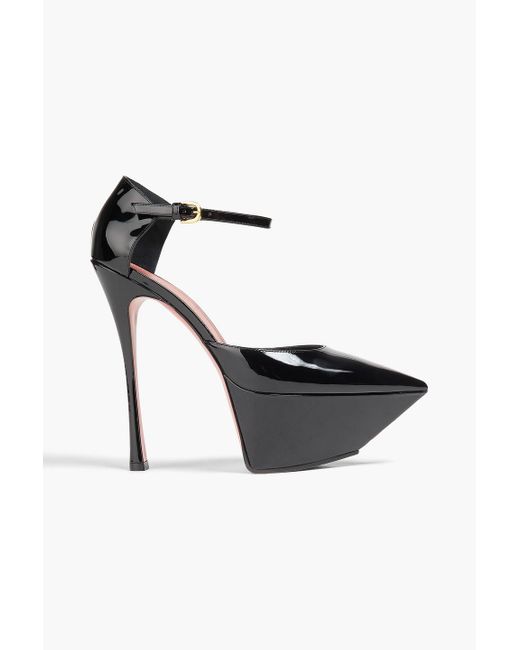 AMINA MUADDI Black Angelica Patent-leather Platform Pumps
