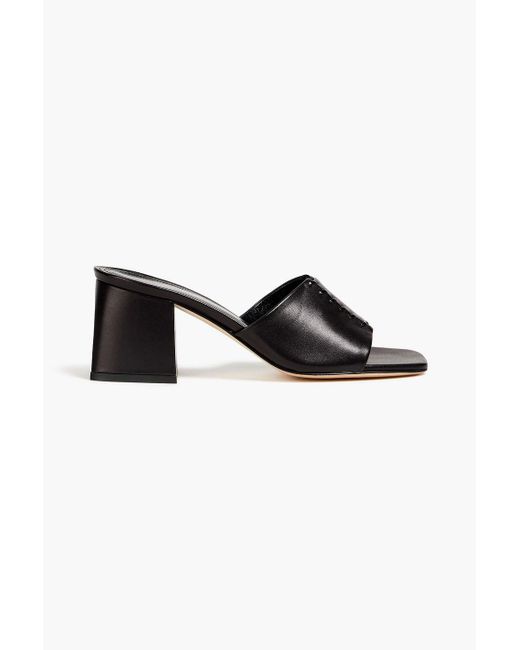 Elleme Black Whipstitched Leather Mules