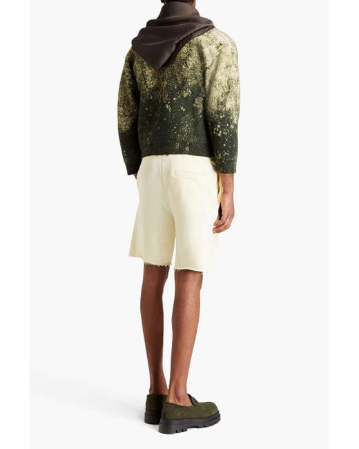 Maison Margiela Green Satin-trimmed Bleached Wool And Cotton-blend Sweater for men