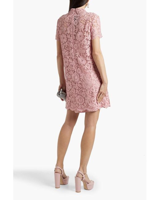 Valentino Garavani Pink Embellished Corded Lace Mini Dress