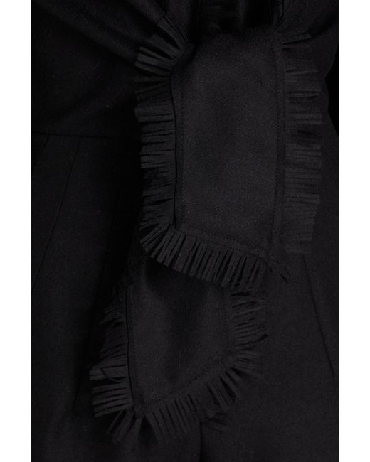 Alberta Ferretti Black Fringed Knotted Wool-blend Felt Jumpsuit